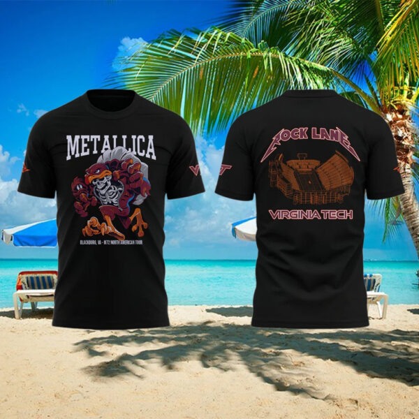 Metallica x Virginia Tech Lane Rocked T Shirt Presents For Music Lovers